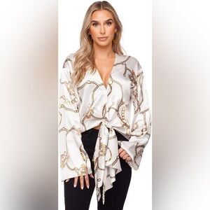 BuddyLove Women's Gayle Long Sleeve Tie Front Top Size Small Excellent Condition